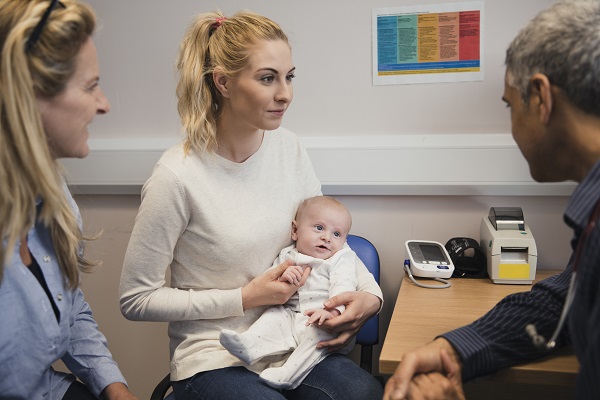 mother and baby in doctors surgery
