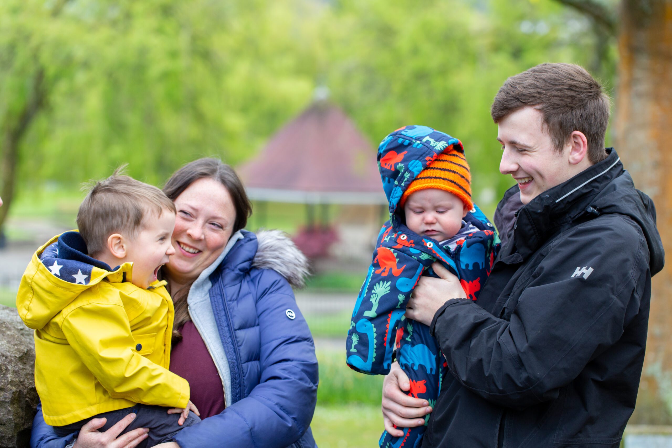 Family with baby and toddler