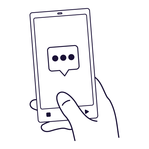 Hand holding mobile phone icon